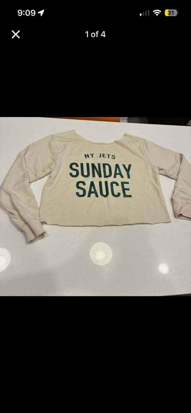 Ny Jets Sunday Sauce Long Sleeve Cropped Shirt